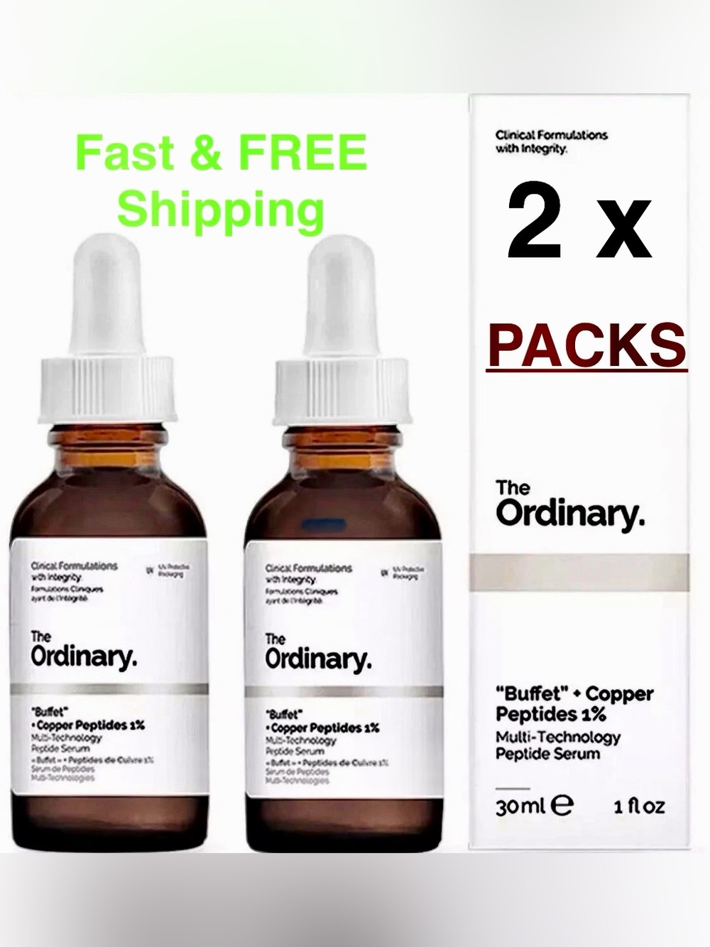 ‼️SALE‼️NEW 2 X Bottle NEW Buffet + Copper Peptides 1% Multi Peptide Serum
